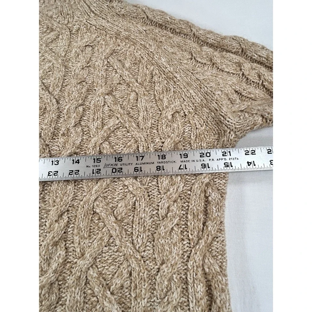 Michael Kors Women's M Cable Knit Fisherman Mock Neck Sweater Brown Camel Soft